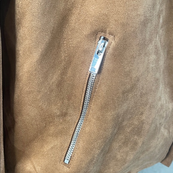 Philosophy Republic Jacket Womens Lg faux suede moto Leather Brown Biker NWOT - Picture 5 of 5